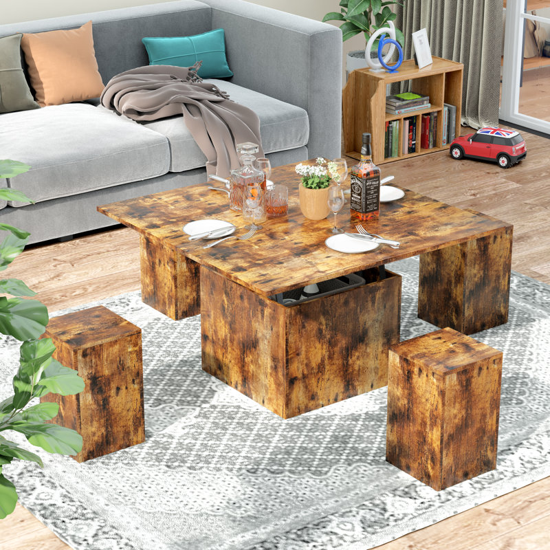 Hambling Lift Top Coffee Table 3 in 1 Multi Function Coffee Table with 4 Storage Bench